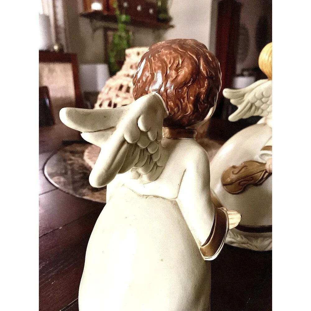 MCM Christmas Kissing Angel Set 2 Papier Mache Choir Children Japan Vintage 9.5